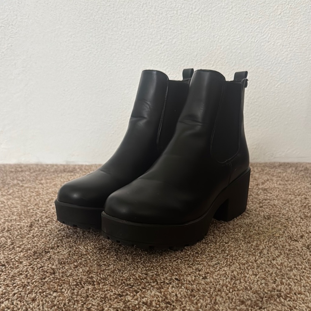 Coolway Black Ankle Booties with Platform Sole
